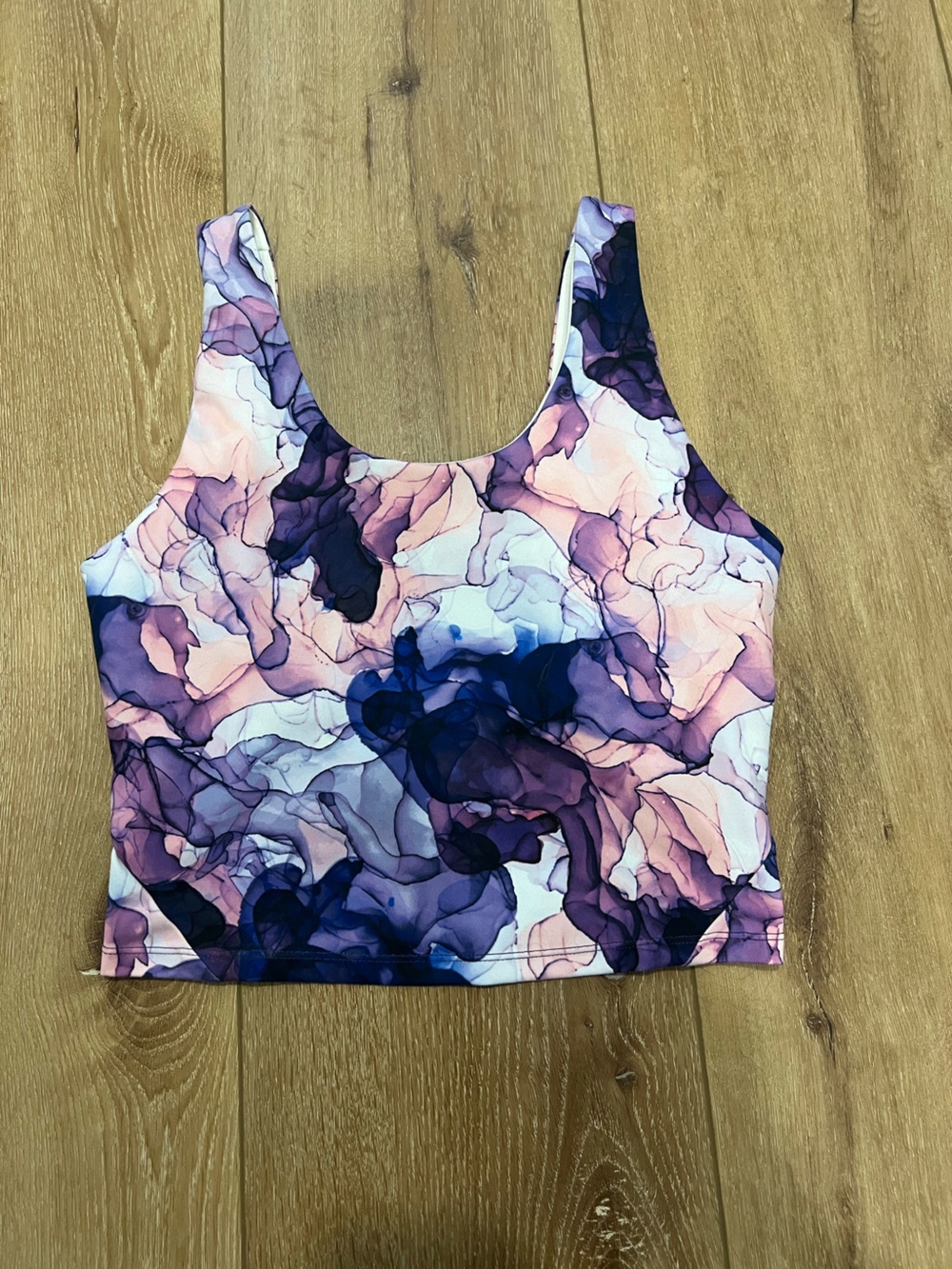 GAIAM Pink & Purple Abstract Scoop Neck Crop Top